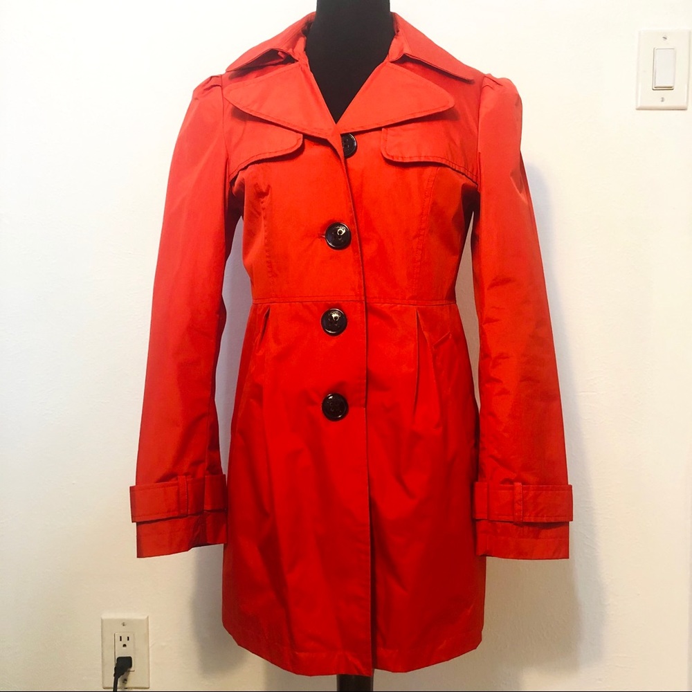 Red Rain coat. Hooded. Steve Madden